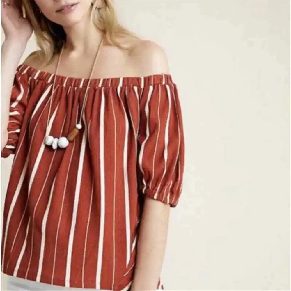 Anthropologie - Burnt Orange Off Shoulder Blouse-XL - Picture 1 of 6